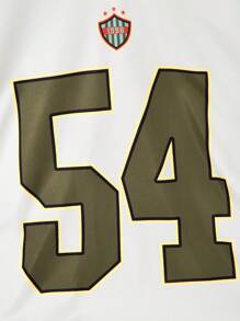 Sparklyn 青少年女孩数字印花长袖上衣，百搭街头风格休闲衬衫，适合日常穿着，春秋季节 - 軍綠色 - 查看 7