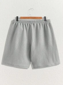 Manfinity VCAY Men's Simple Solid Color Polo Shirt And Shorts Set - Light Grey - View 5