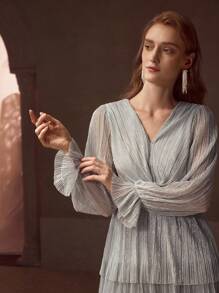 MOTF Soiréza TWIST PLISSE COCKTAIL DRESS - Light Grey - View 5