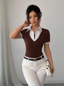 Rafferiza 法式风格女士办公室，端庄复古外观二合一商务休闲 T 恤