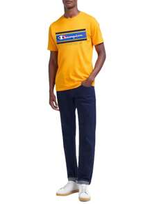 Champion Áo thun nam cổ tròn tay ngắn in chữ thường ngày, mùa hè - Màu vàng - Xem 3