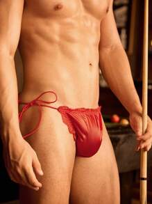 男士纯色系带三角内裤性感内衣