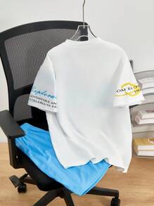 Tween BoyCasual Sports Jersey Printed T-Shirt Set, Suitable For Leisure & Sport Wear, School, Campus, College