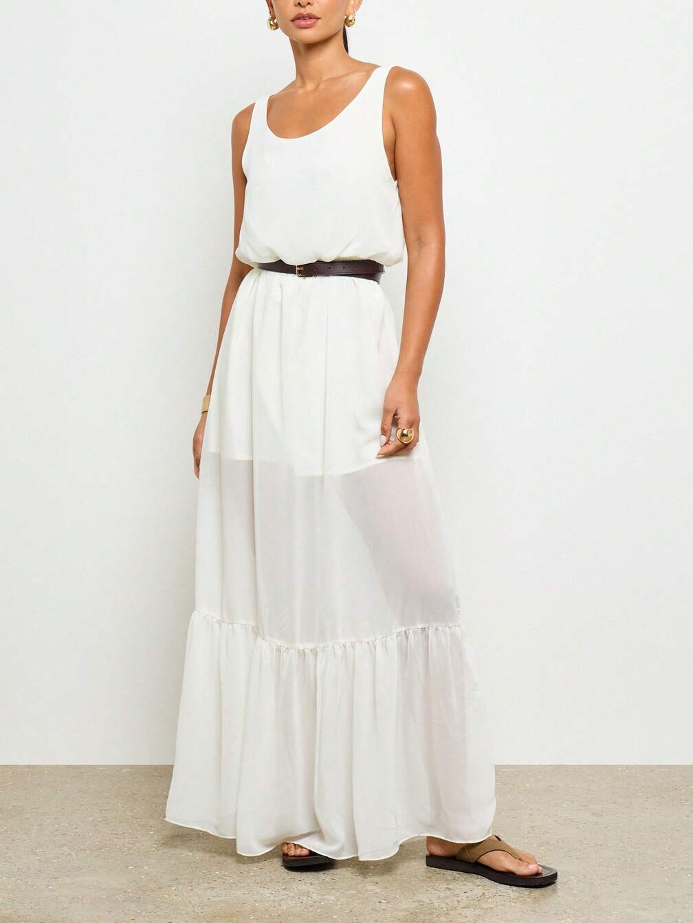 tiered chiffon dress for wedding guest Women's Chiffon Tiered Tea Length Mother of The Bride Dress, Crewneck  Flutter Short Sleeve A-Line Formal Wedding Guest Evening Gown