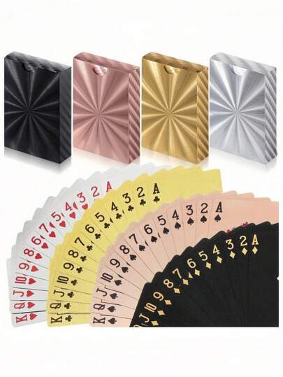 扑克牌箔扑克牌一副牌 24K 金箔扑克牌金色扑克牌箔防水扑克牌防水塑料牌适用于家庭游戏派对 - 时尚扑克牌、圣诞节、万圣节、感恩节、情人节、复活节、生日礼物（混合颜色、复古风格）
