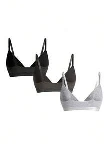 Ocili Leisure 3pcs/Pack Women Minimalist Solid Color Thin Base Elastic Bras Comfortable Casual - Multicolor - View 2