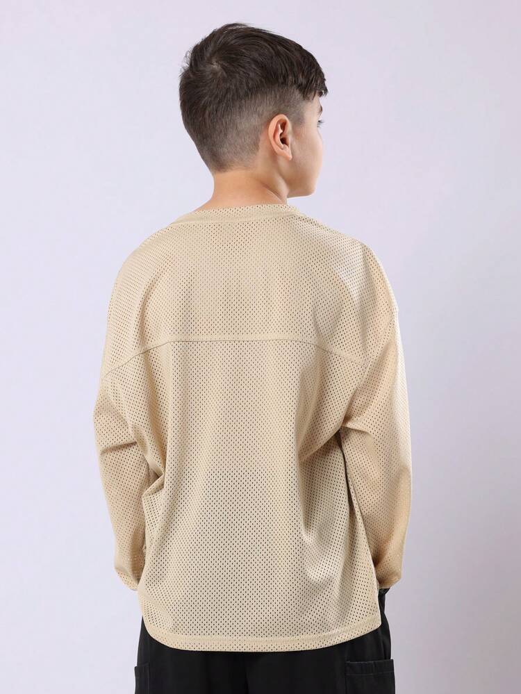 Retro Number Long Sleeve Mesh Jersey Top
