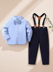 Souflis Souflis 男婴领结衬衫和围兜裤套装