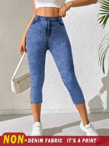 INAWLY Quần legging cạp cao ôm vừa vặn phong cách đường phố cho nữ - Nhiều màu - Xem 1