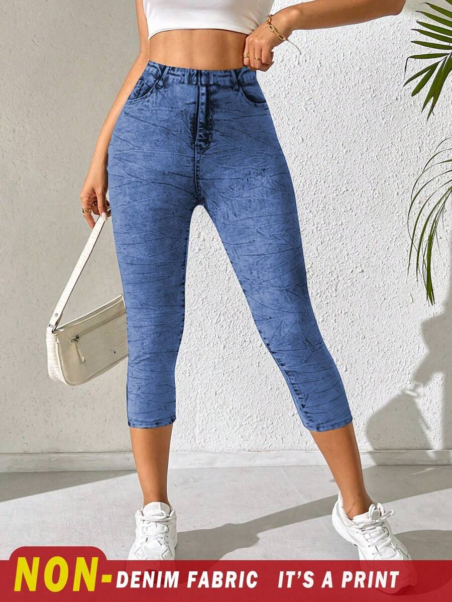 INAWLY Quần legging cạp cao ôm vừa vặn phong cách đường phố cho nữ - Nhiều màu - Xem 1