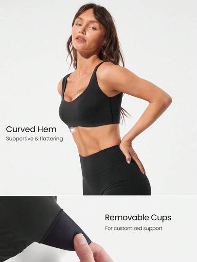 GLOWMODE FeatherFit™ Sculpt Push Up Power Play Compressive Built In Mesh Straps Removable Cups Back Demi Sports BH Medium Impact Running Jogging Workout Gym Training Active Fall view 5