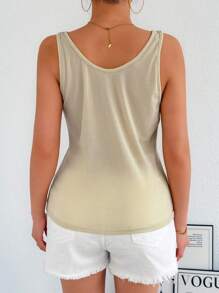 INAWLY Funkelnder Strass verziertes Spaghettiträger Camisole für Frauen, modisches ärmelloses Crop Top für den Sommer - Aprikosenfarben - Übersicht 2