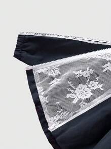 Young Girls Casual Fashion Long Sleeve Lace Decor Pocket Jacket