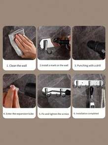 1pc Stainless Steel Towel Hanging Hook, Punch-Free Wall Mounted Hanger For Bathroom, Closet, Bedroom, Bathroom Accessories, Suitable For Behind Door/Bathroom/Kitchen/Living Room/Bedroom