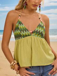 Avantive Summer Women Prom/Formal/Beach/Vacation/Cute/Western Wear/Business Casual/Elegant/Birthday/Going Out/Club/Office/Festival/Rave/Work/Classy/Country Concert/Brunch/Cruise/Old Money/Airport/Modest/Church/Fairycore/ /Tea Party/Y2k/Streetwear/2000s/Disco/Spring Break/Graduation/Wedding Guest/Cocktail/Vintage/Resort/Green Halter Top - Green - View 1