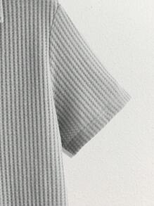 Manfinity VCAY Men's Simple Solid Color Polo Shirt And Shorts Set - Light Grey - View 7