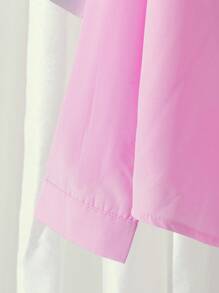 Elladie kids Tween Girls Shirt, New Pink Long Sleeve Blouse, Cute, Casual & Comfortable Long Sleeve, Hollow-Out Back With Bow Decor, Adorable, Relaxed Vibe, Contrasting Color Design, Fashionable & Academic Style Fall Winter - Pink - View 7