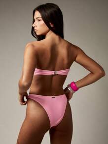 Missguided x Playboy Studded Bandeau High Cut Bikini Set With Silver Grommets Swimming Summer Beach Poolside Resort Wear