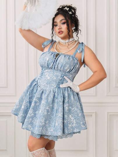 EDITION Plus Size All-Over Allover Print Ruched & Twist Front Camisole Dress