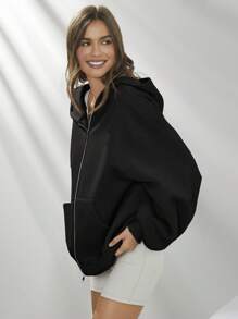 WESTFADE 夏季羊毛加大码拉链长袖连帽衫