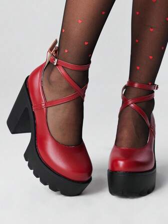 Goth أحذية ماري جين ذات رباط مغلقة لأسلوب الباتك العتيق للنساء، أحذية بكعب سميك ذات رباط لارتداء الزي الرسمي، أحذية كعب عالي بمنصة مائية
