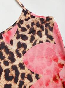 Sweetra Women's Leopard Print Halter Neck Bodycon Fishtail Dress, Vacation Style - Redwood - View 3