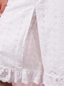 COUREZ 翻边荷叶边长灯笼裤 / Y2K 夏季外出穿搭街头风夏季女装可爱复古风 - 白色 - 查看 8