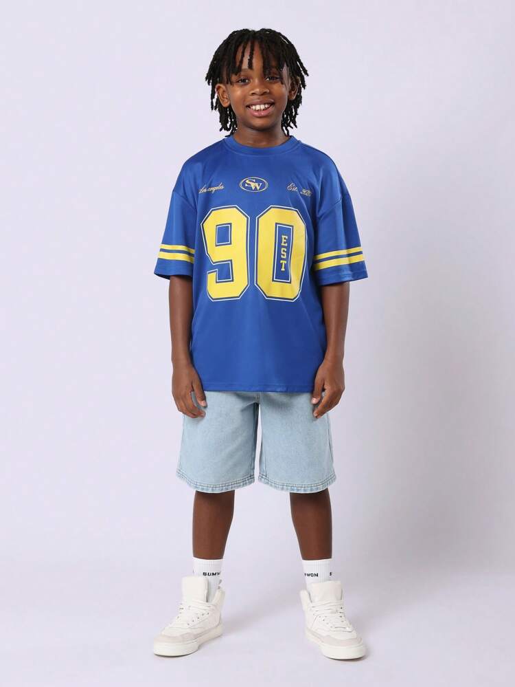 Varsity Jersey T-Shirt And Shorts Set With California 90 Graphic Design
