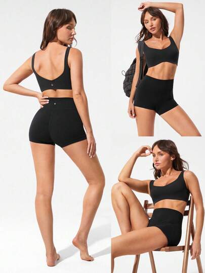 GLOWMODE FeatherFit™ Sculpt Push Up Power Play Compressive Built In Mesh Straps Removable Cups Back Demi Sports BH Medium Impact Running Jogging Workout Gym Training Active Fall view 9