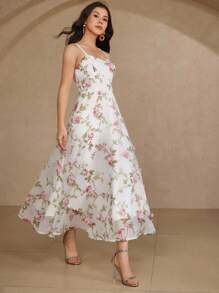 DAZY Women's Elegant Floral Off Shoulder Ruffle Sleeve Mid-Length Dress, Summer,Formal Women Dresses - Pink - View 7