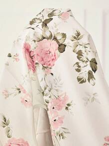 SHEIN Lady 两件套西装女薄款西装外套适合所有季节商务休闲女外套西装外套花卉印花西装背心和休闲松紧腰短裤两件套西装女两件套短裤女2件夏季服装花卉两件短裤套装 - 彩色 - 查看 8