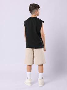 SUMWON Denim Shorts mit Gummizug Bermuda-Stil Originalausgabe, Jugendliche Lässig, elastischer Bund, Sommer, Baumwolle, Frühling, Unterbekleidung, Schulferien, Außenbereich, Komfortkleidung