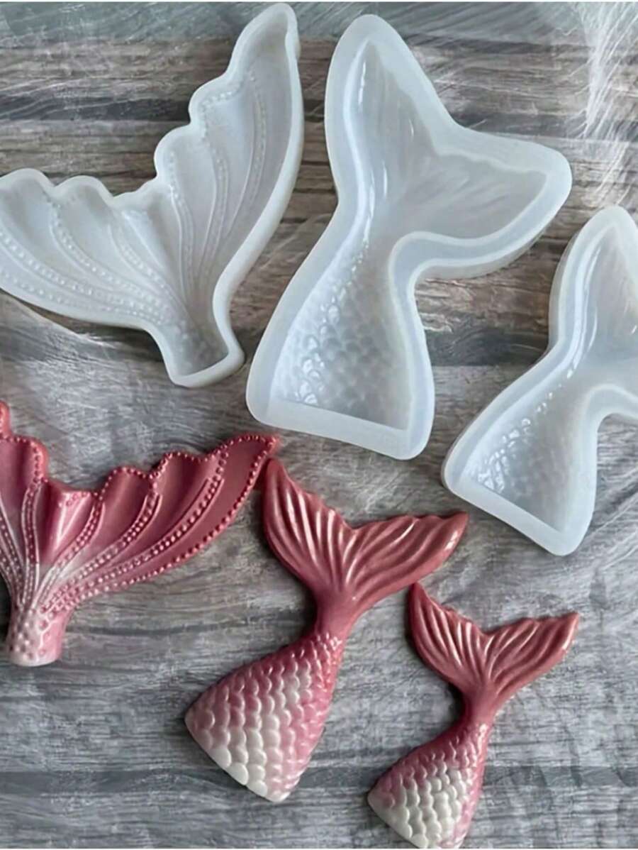 1 件美人鱼尾巴硅胶模具、蜡烛模具、肥皂模具、DIY 软陶粘土滴胶装饰模具、手工装饰艺术工具