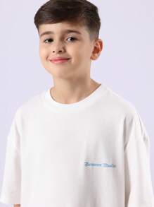 SUMWON Sommer Monaco grafischer Muster Jungen T-Shirt mit Shorts Strand Urlaubskleidung Baumwolle Oberteil leicht Lässig Streetwear Kinder Sommer Festival Spaß