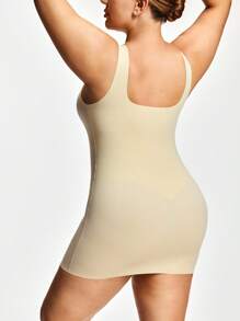 SHAPORA Plus Size Sleeveless Seamless Bodycon Mini Dress - Beige - View 2