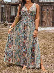 LanaWest Váy du lịch thường ngày họa tiết Paisley cỡ lớn - Nhiều màu - Xem 3