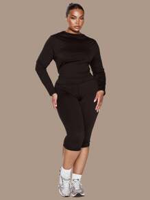 MUSERA Tricou sport elastic cu mânecă lungă, mărime plus, mulat, stil vacanță, elegant, casual, toamnă iarnă toamnă