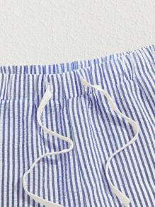 Manfinity BRENVOR Men's Drawstring Waist Casual Woven Striped Summer Shorts