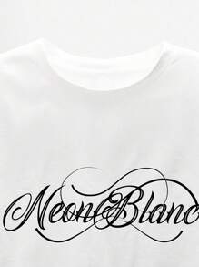 NEON BLANC Tee-shirt à col rond sans manches en tricot avec imprimé lettrage, mode de rue pour hommes, adapté pour l'été