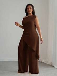 Slaydiva Bộ đồ đi nghỉ mát thường ngày mới, phù hợp cho mùa xuân và hè, màu mơ, đa năng, thích hợp cho tiệc sinh nhật, hẹn hò, hàng ngày, tối giản, gợi cảm, phong cách đường phố, áo thun dài tay màu trơn, vạt bất đối xứng - Bộ đồ đi nghỉ mát và dã ngoại thường ngày màu nâu, cỡ lớn, bộ hai mảnh thanh lịch, kín đáo dành cho nữ, trang phục giáo viên cho nữ. - màu nâu - Xem 5