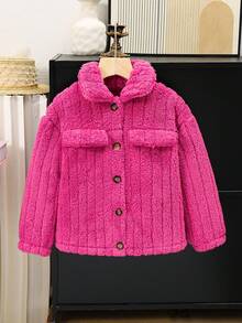 SHEIN Kleine Mädchen Gestrickter einfarbiger Plüschkragen Lässig Jacke Rosa Puffenjacke Rosa Teddy Jacke Rosa Winterjacke Rosa Borg Jacke Kinder Rosa Fleecejacke Rosa Sherpa Jacke Rosa Teddy Jacke Rosa Flauschige Jacke Rosa Jacke Rosa Flauschige Jacke Rosa Wintermantel Sherpa Jacke Rosa Borg Jacke Herbst - Heißes Pink - Übersicht 1