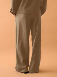 Musero 褶裥修身阔腿裤，夏季时尚街头风度假必备 - 鏽棕色 - 查看 4