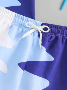 Tween Boy Letter Print Raglan Sleeve T-Shirt And Swim Trunks 2 Piece Set