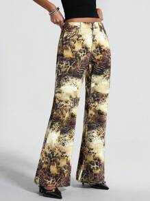 Jeanoix 女式复古风格动物印花牛仔裤 - 彩色 - 查看 5