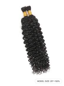 Boho Braids 2 件编织假发散装无纬杰瑞卷曲钩针真人发自然黑色接发杰瑞卷曲无结辫子接发女士 - Natural Black - 查看 2