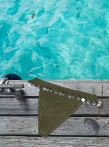 Manfinity Swimmode Men's Summer Holiday Beach Glitter Tassel Knit Shorts - Army Green - View 2