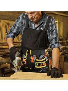 SHEIN Cinturón magnético de herramientas con múltiples bolsillos, bolsa de herramientas de cintura ajustable y de utilidad, bolsa de herramientas de reparación multifunción para almacenamiento