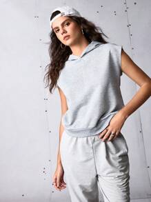 Streetz SHEIN Sport Women's Minimalist Solid Color Batwing Sleeve Hoodie Sweatshirt For Summer