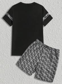 Manfinity BRENVOR Men's Knitted Casual Short Sleeve T-Shirt Set, Vintage, Urban