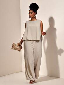 Veslaya 秋冬新品上市，女士秋冬服装，万圣节，大码女士家居服套装 - 卡其色 - 查看 10